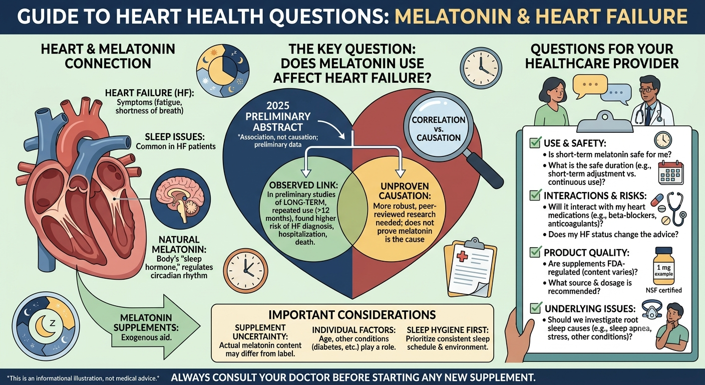 illustration representing heart health questions around melatonin heart failure