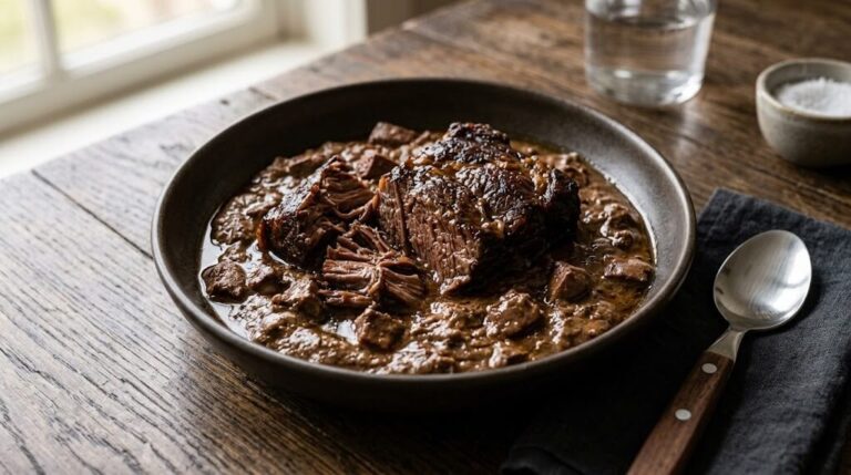 slow cooked beef pot roast shredded