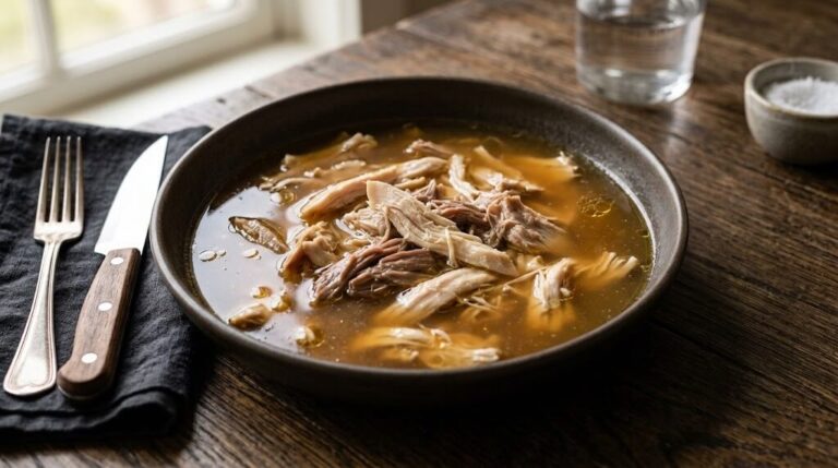bone broth bowl shredded chicken