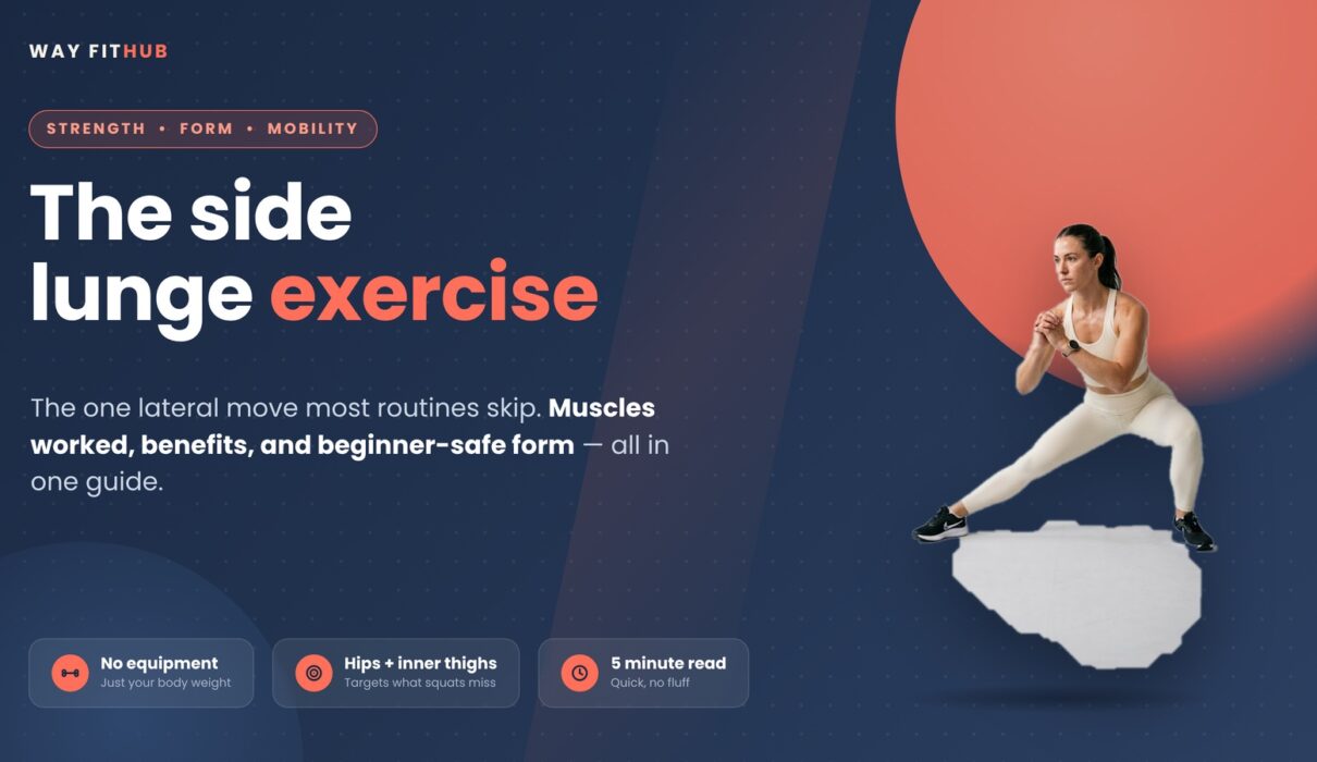 Woman performing the side lunges exercise, demonstrating proper form for muscle strength and beginner safety