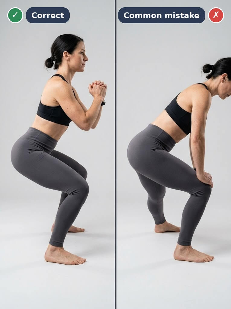 Correct hip hinge form versus the common forward lean mistake