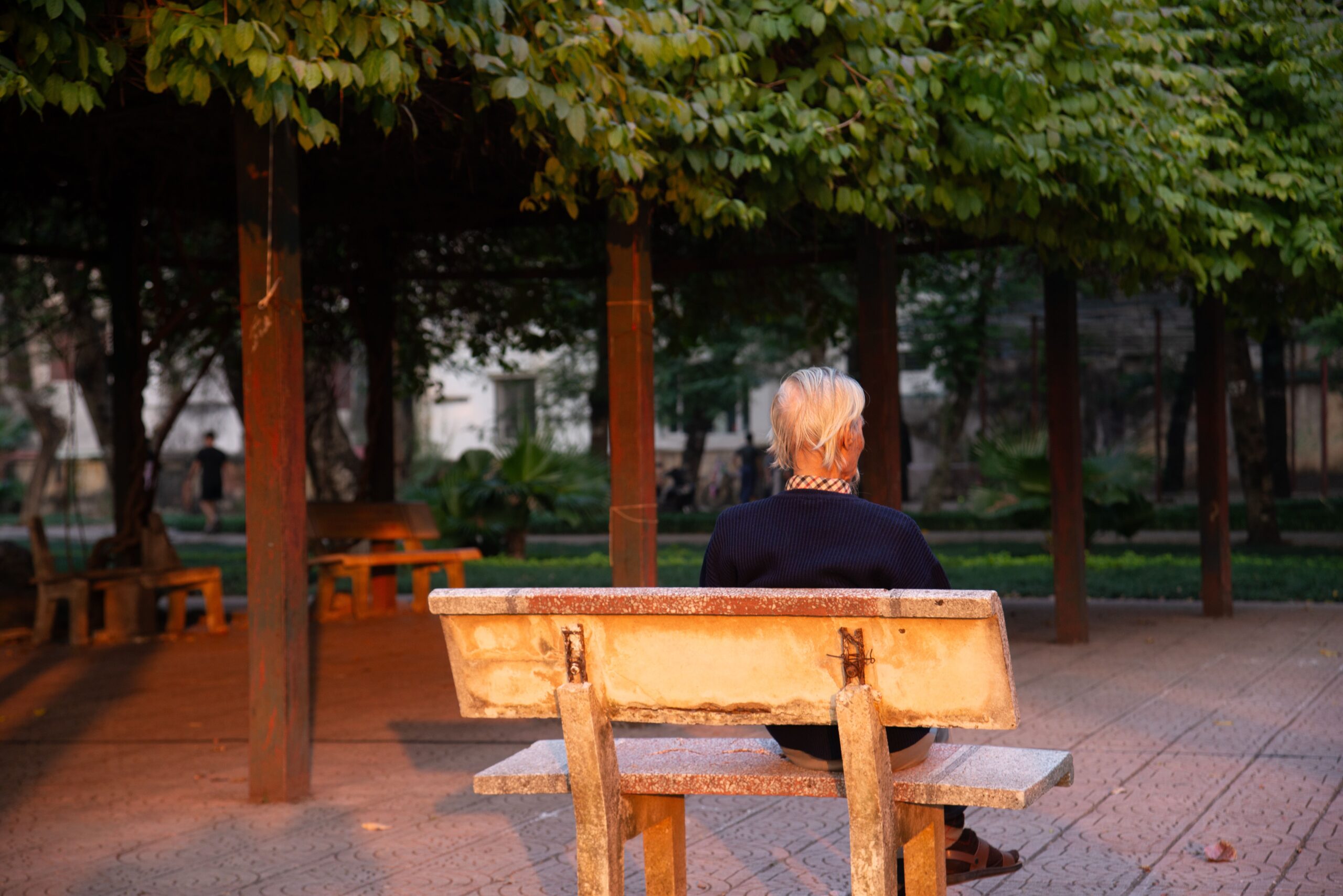 Senior hesitant to walk on outdoor trail