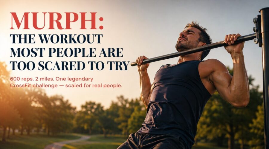 Man performing pull-ups outdoors as part of the Murph workout