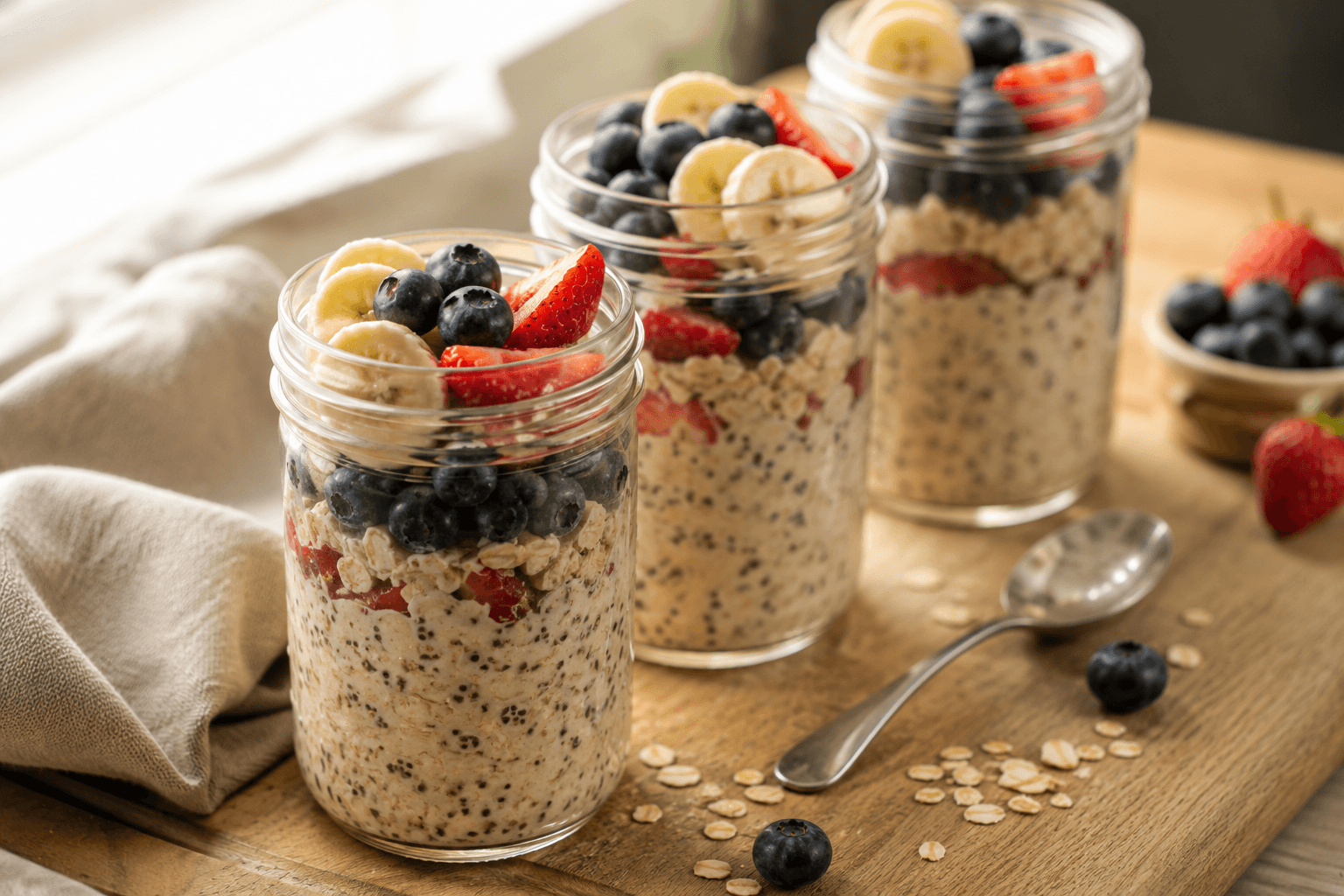 overnight oats jars for vegan meal prep breakfast