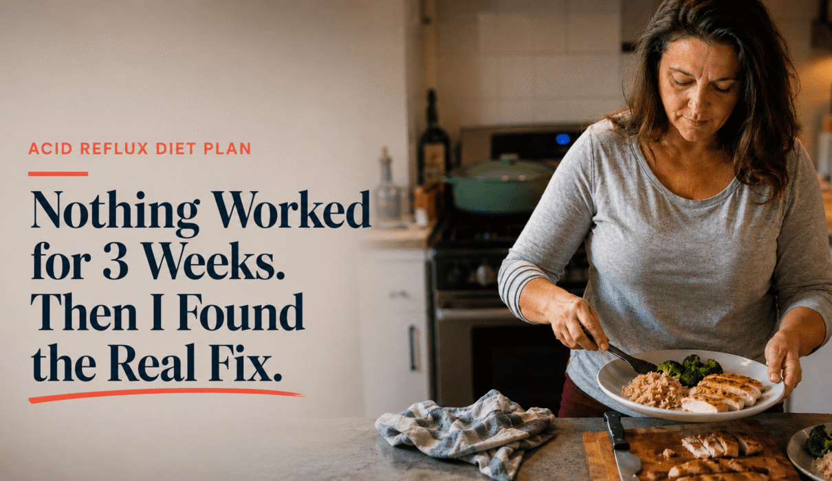 Woman preparing a n acid reflux diet plan friendly dinner early in the evening