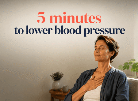 Person practicing deep breathing exercises for lowering blood pressure at home
